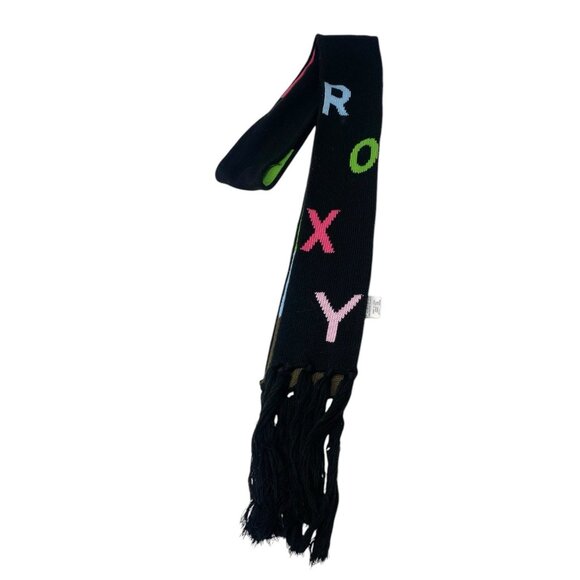 ROXY Womens Multicolor Colorblock Block Scarf OS Logo Fun Surfer Skater Brand - Picture 2 of 5